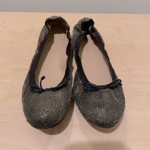 J Crew, black and gold sparkle ballet flats, size 9